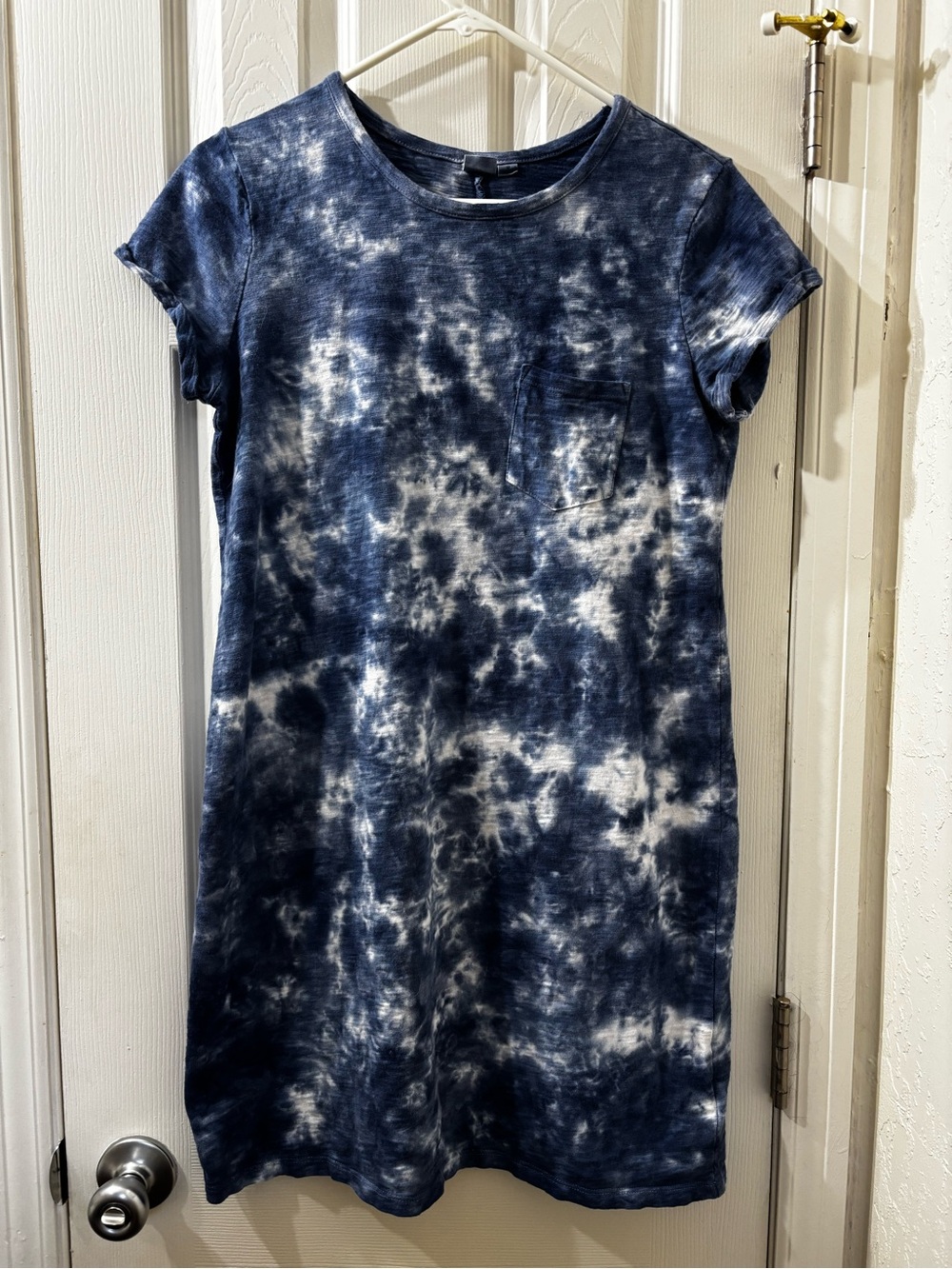 GAP Navy and White Tie-Dye Short Sleeve Shift Dress